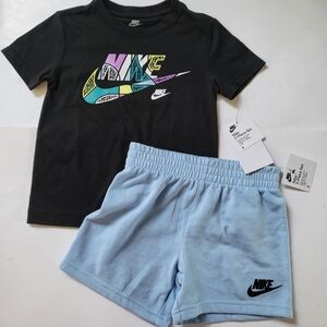 NIKE boys 2-piece athletic outfit Shorts set size 4 5 Black blue